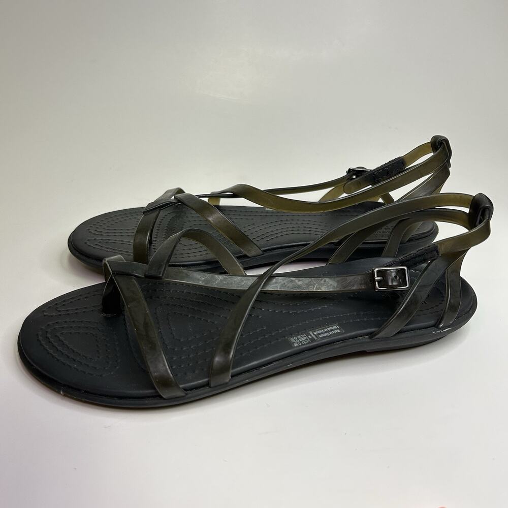 Crocs Isabella Gladiator Black Jelly Slip On Casual Comfort Strappy Women's Sz 5